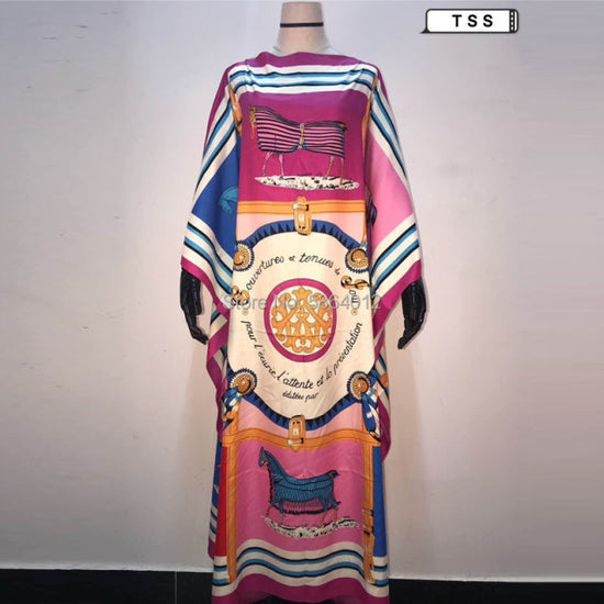 Women Silk Kaftan Maxi  Loose Summer Bohemian  long dress - Gems Ensumbles 