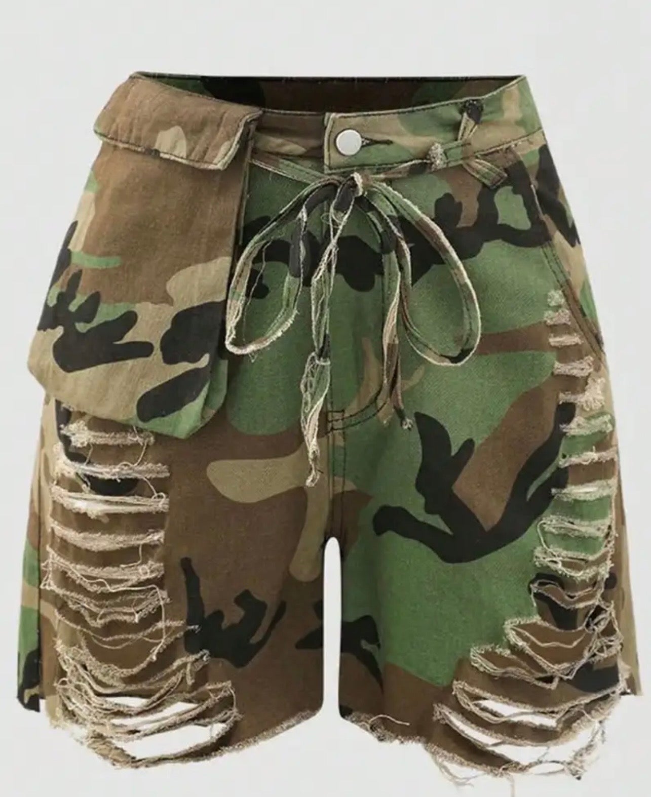 Women'S Two-Piece Outfit - Features a Turn- Collar with Ruffled Short Sleeves And Distressed Shorts