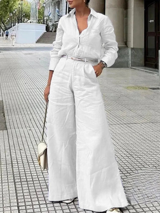 Bonboho Women's Cotton Linen High Waist Wide Leg Pants with Pockets - Gems Ensumbles