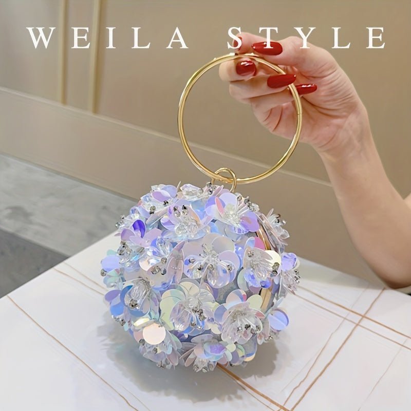 Elegant Floral Rhinestone Clutch - Fashionable Evening Purse for Women, - Gems Ensumbles
