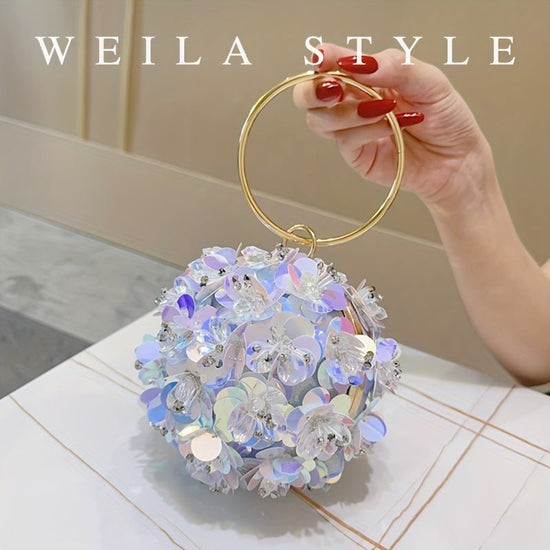 Elegant Floral Rhinestone Clutch - Fashionable Evening Purse for Women, - Gems Ensumbles