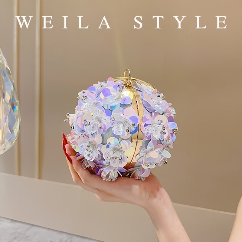 Elegant Floral Rhinestone Clutch - Fashionable Evening Purse for Women, - Gems Ensumbles