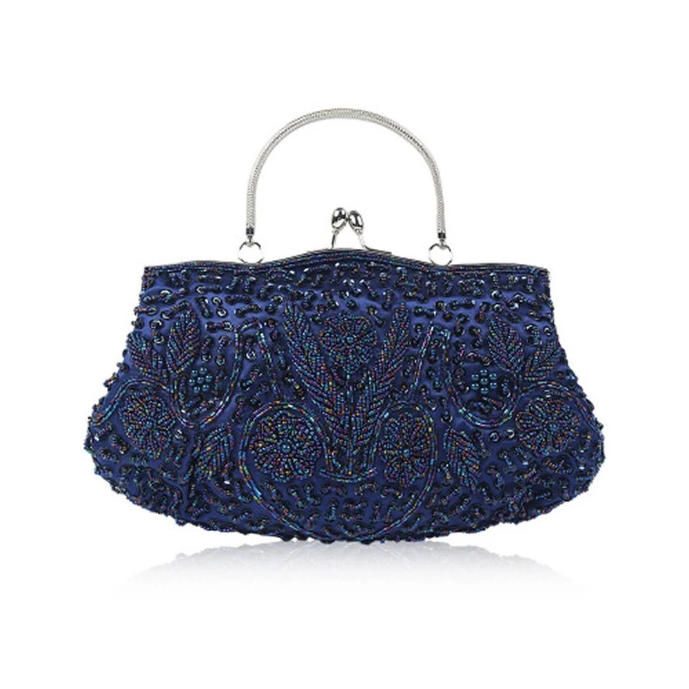 Fashion Retro Women Evening Bags Beaded Clutch Purse Shoulder Chain - Gems Ensumbles