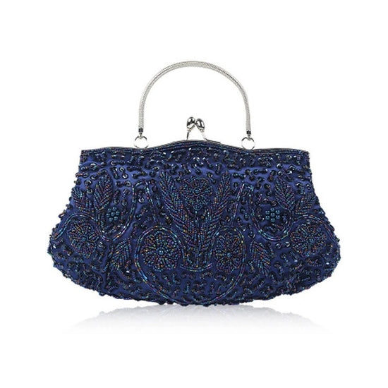 Fashion Retro Women Evening Bags Beaded Clutch Purse Shoulder Chain - Gems Ensumbles