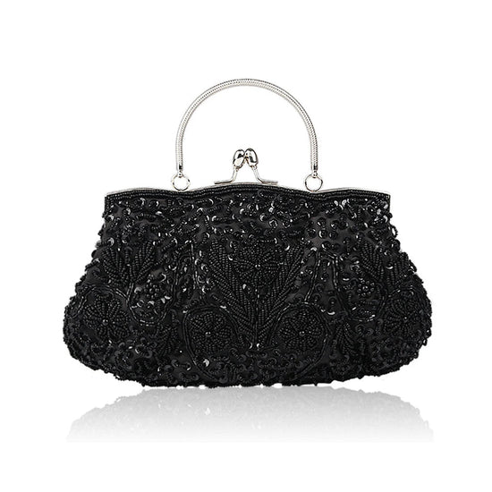 Fashion Retro Women Evening Bags Beaded Clutch Purse Shoulder Chain - Gems Ensumbles