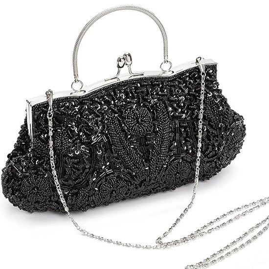Fashion Retro Women Evening Bags Beaded Clutch Purse Shoulder Chain - Gems Ensumbles