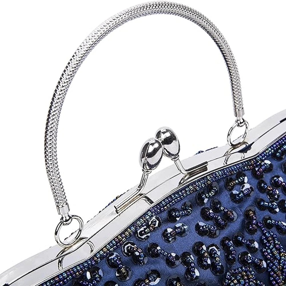 Fashion Retro Women Evening Bags Beaded Clutch Purse Shoulder Chain - Gems Ensumbles