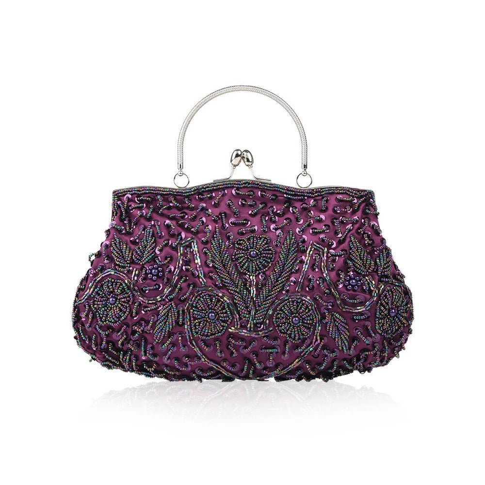 Fashion Retro Women Evening Bags Beaded Clutch Purse Shoulder Chain - Gems Ensumbles