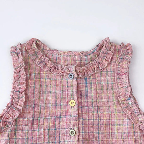 Girl's Two - piece Set with Single Breasted Sleeveless Top and Casual Pants - Gems Ensumbles