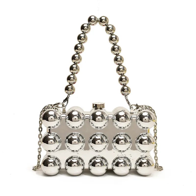 Gold Beaded Chain Banquet Purse Luxury Acrylic Cake Box Bag Women Niche Design - Gems Ensumbles