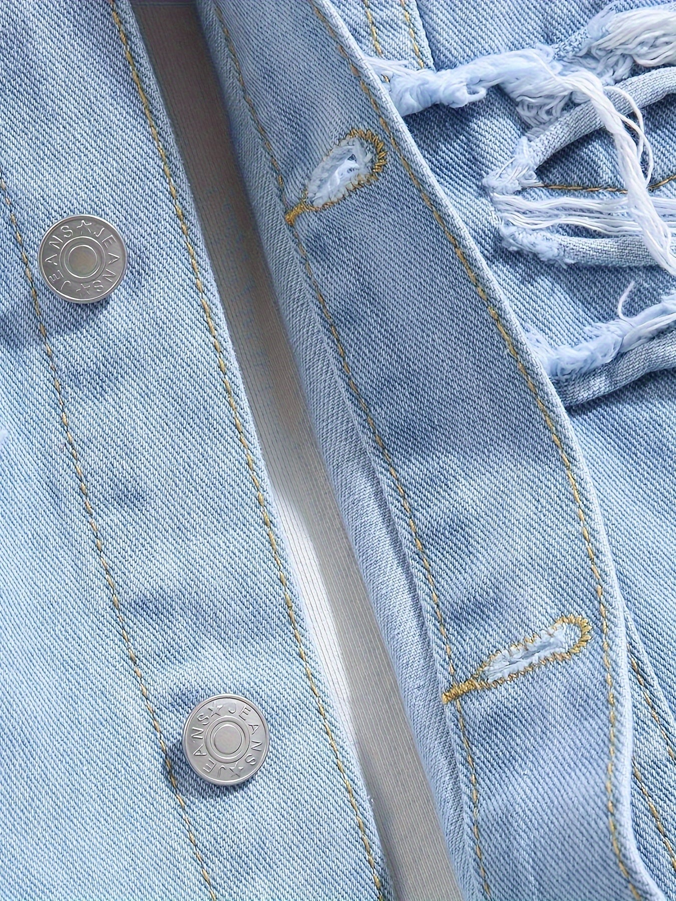 Men Ripped Denim Jacket Slim Fit Outerwear Streetwear Casual Coat - Gems Ensumbles