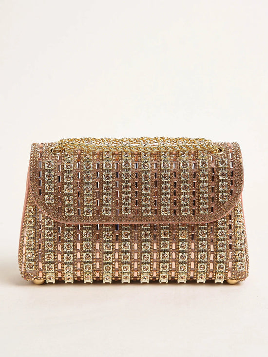 Multi - color Square Glitter Bling, Shiny Glamorous Elegant Bag - Gems Ensumbles