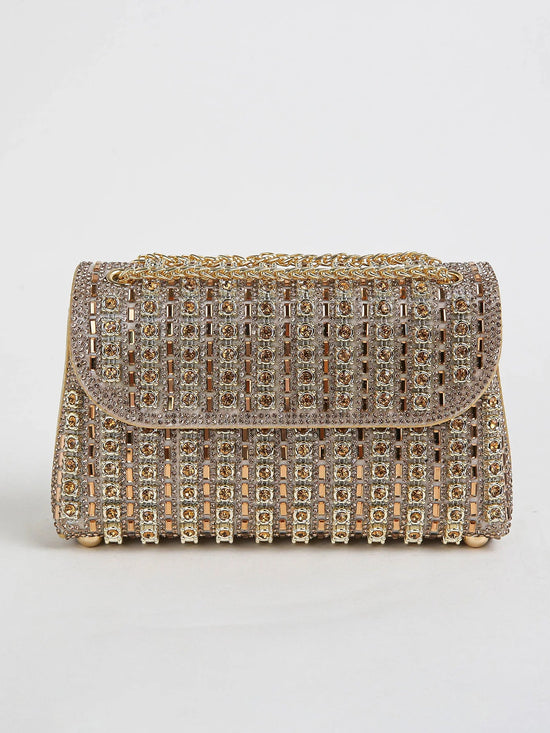 Multi - color Square Glitter Bling, Shiny Glamorous Elegant Bag - Gems Ensumbles