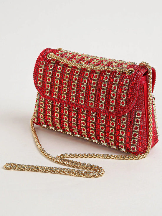 Multi - color Square Glitter Bling, Shiny Glamorous Elegant Bag - Gems Ensumbles