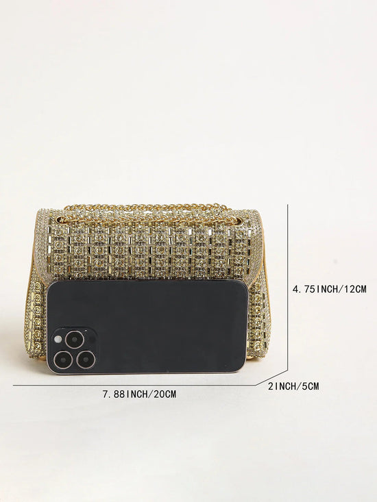 Multi - color Square Glitter Bling, Shiny Glamorous Elegant Bag - Gems Ensumbles