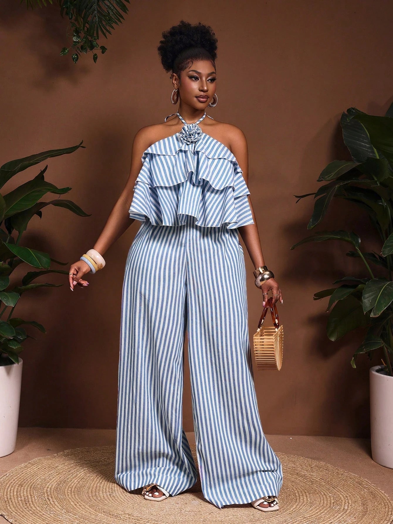 New Arrival Women Jumper Plus Size Striped Print - Gems Ensumbles