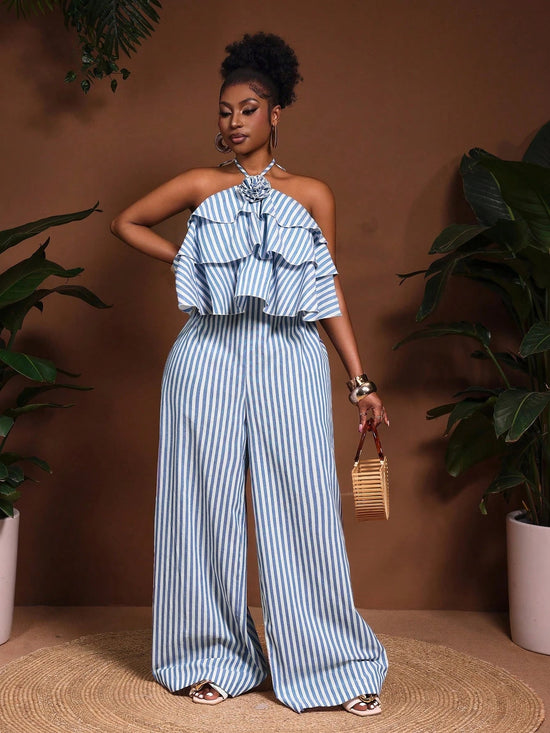 New Arrival Women Jumper Plus Size Striped Print - Gems Ensumbles
