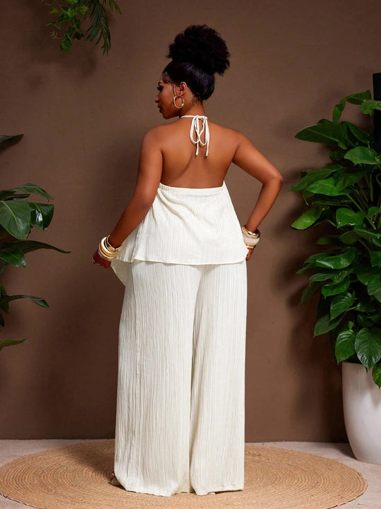 New Seaside Casual Sexy Elegant Romantic Oyster Draped Neck Loose 2pcs set - Gems Ensumbles