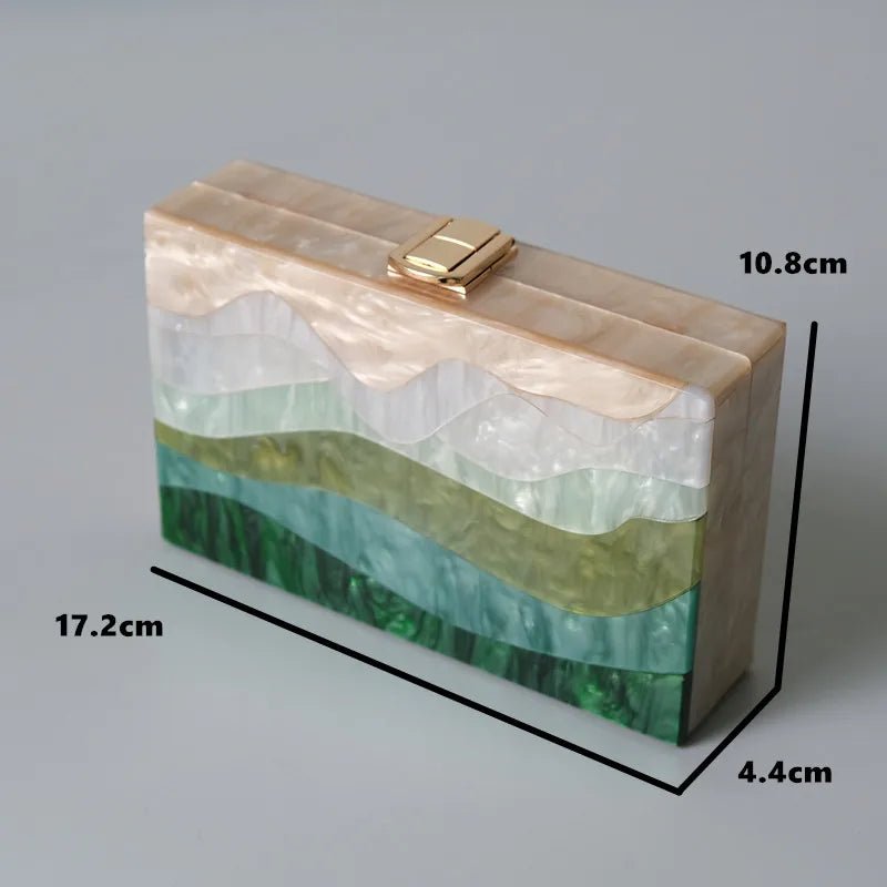 New Trendy Fashion Handbags Striped Acrylic Women Luxury Handbag - Gems Ensumbles