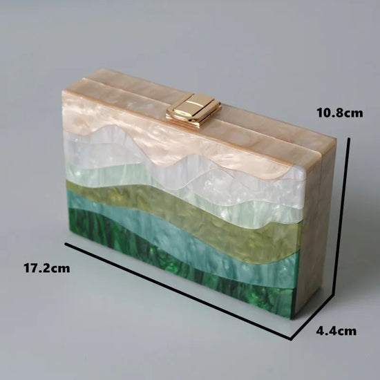 New Trendy Fashion Handbags Striped Acrylic Women Luxury Handbag - Gems Ensumbles