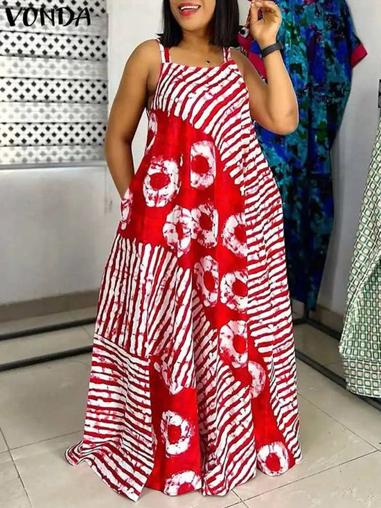 Oversize Maxi Sexy Sleeveless Bohemian Sundress Dress - Gems Ensumbles