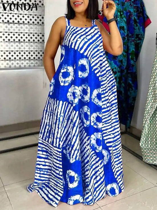 Oversize Maxi Sexy Sleeveless Bohemian Sundress Dress - Gems Ensumbles