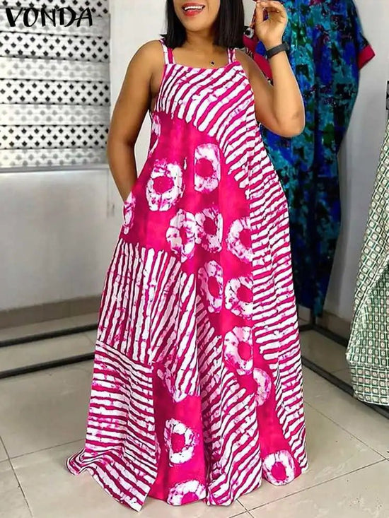 Oversize Maxi Sexy Sleeveless Bohemian Sundress Dress - Gems Ensumbles