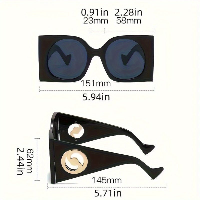 Vintage Chic Women's Oversized Square Fashion Glasses - Gems Ensumbles