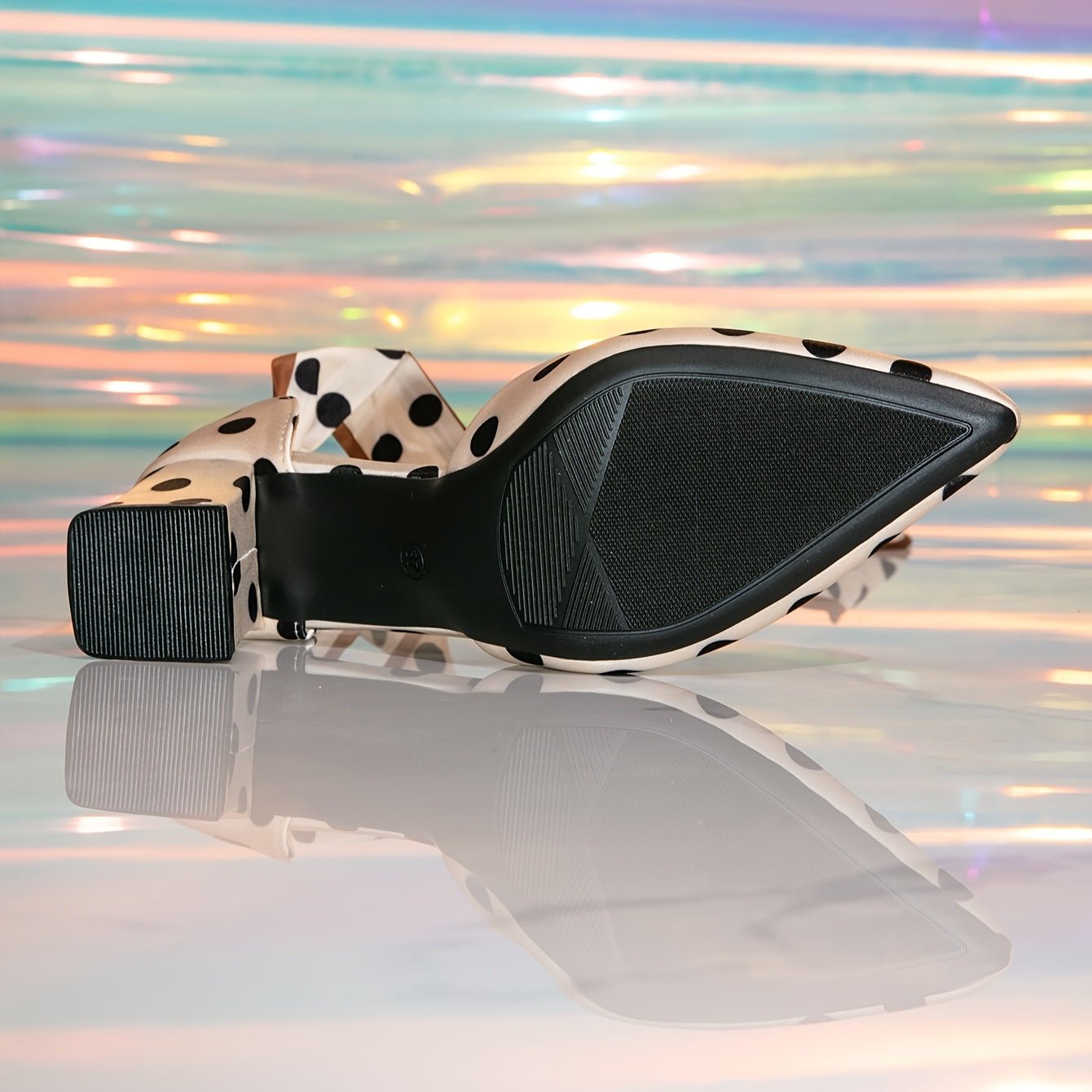 White Polka Dot Women's High Heel Sandals - Gems Ensumbles
