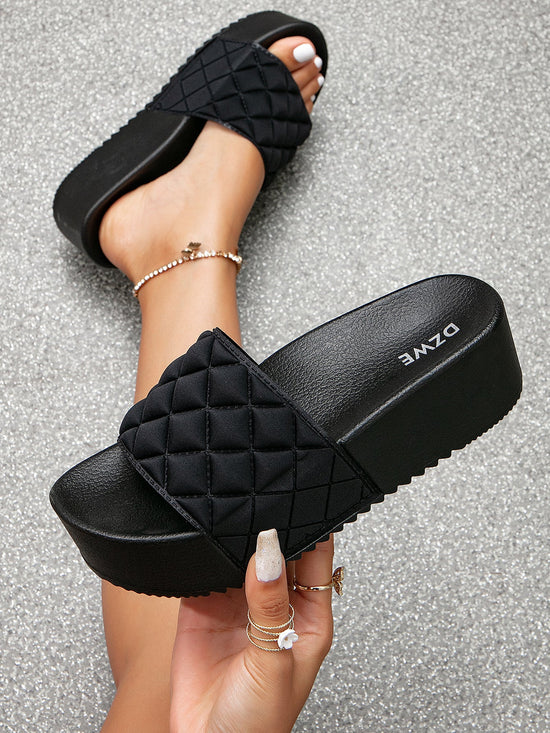 Women Diamond Tread Thick - Soled Height - Increasing Flip - Flops Comfortable Sandals - Gems Ensumbles