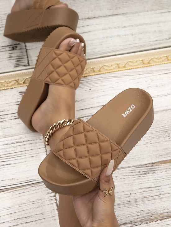 Women Diamond Tread Thick - Soled Height - Increasing Flip - Flops Comfortable Sandals - Gems Ensumbles