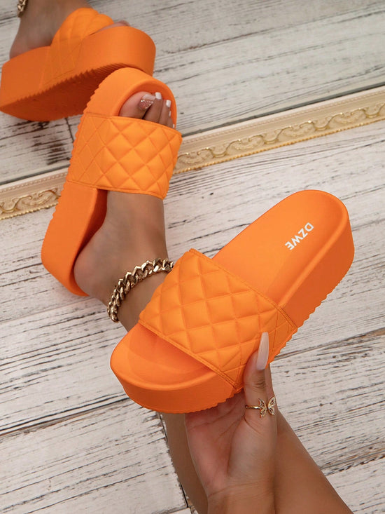 Women Diamond Tread Thick - Soled Height - Increasing Flip - Flops Comfortable Sandals - Gems Ensumbles