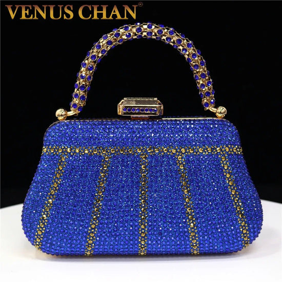 Women Exquisite Evening Bags With Diamond Design Fashion Handle Clutch Rhinestone - Gems Ensumbles