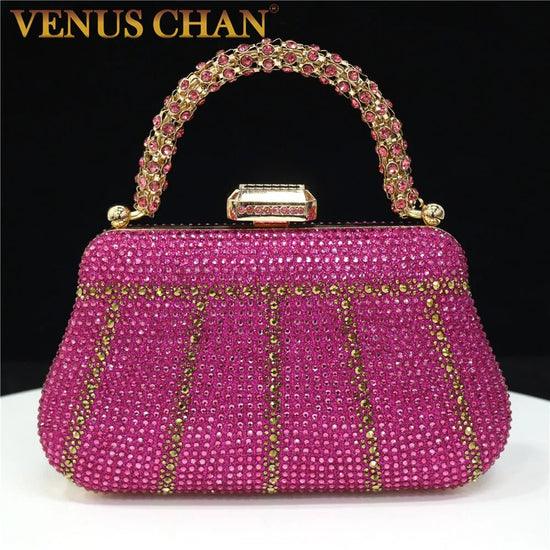 Women Exquisite Evening Bags With Diamond Design Fashion Handle Clutch Rhinestone - Gems Ensumbles