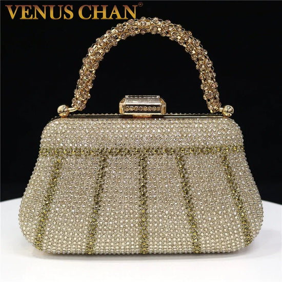 Women Exquisite Evening Bags With Diamond Design Fashion Handle Clutch Rhinestone - Gems Ensumbles