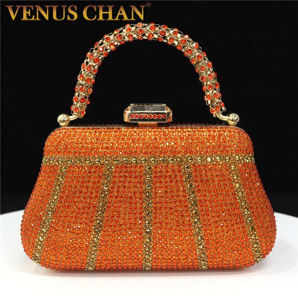 Women Exquisite Evening Bags With Diamond Design Fashion Handle Clutch Rhinestone - Gems Ensumbles