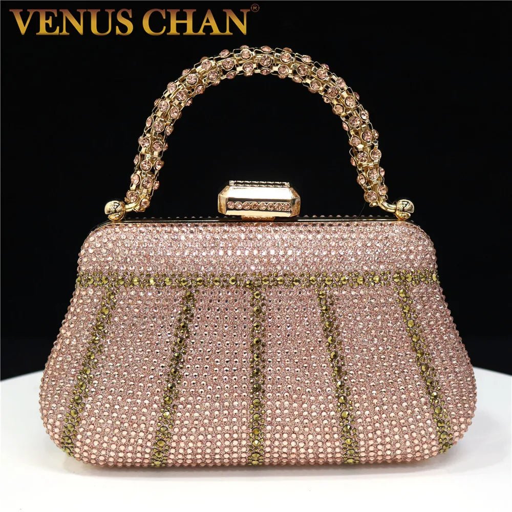 Women Exquisite Evening Bags With Diamond Design Fashion Handle Clutch Rhinestone - Gems Ensumbles