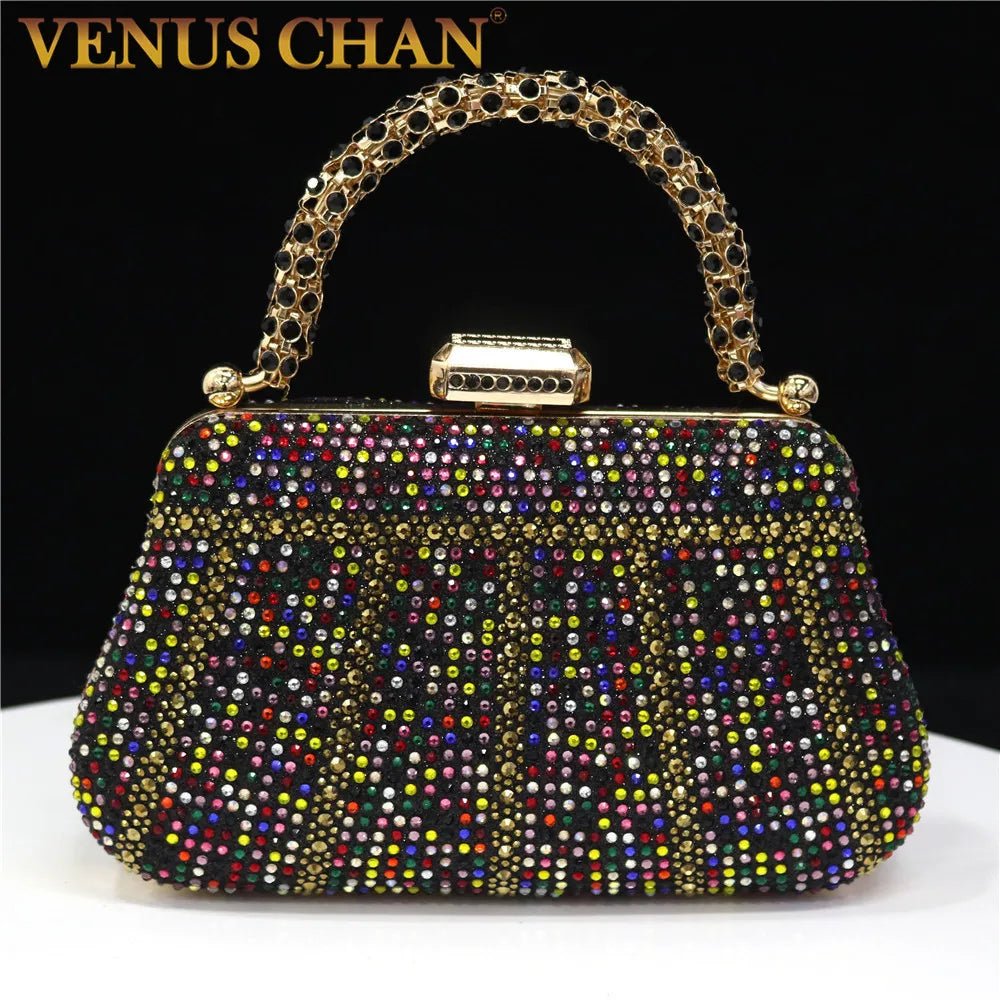 Women Exquisite Evening Bags With Diamond Design Fashion Handle Clutch Rhinestone - Gems Ensumbles
