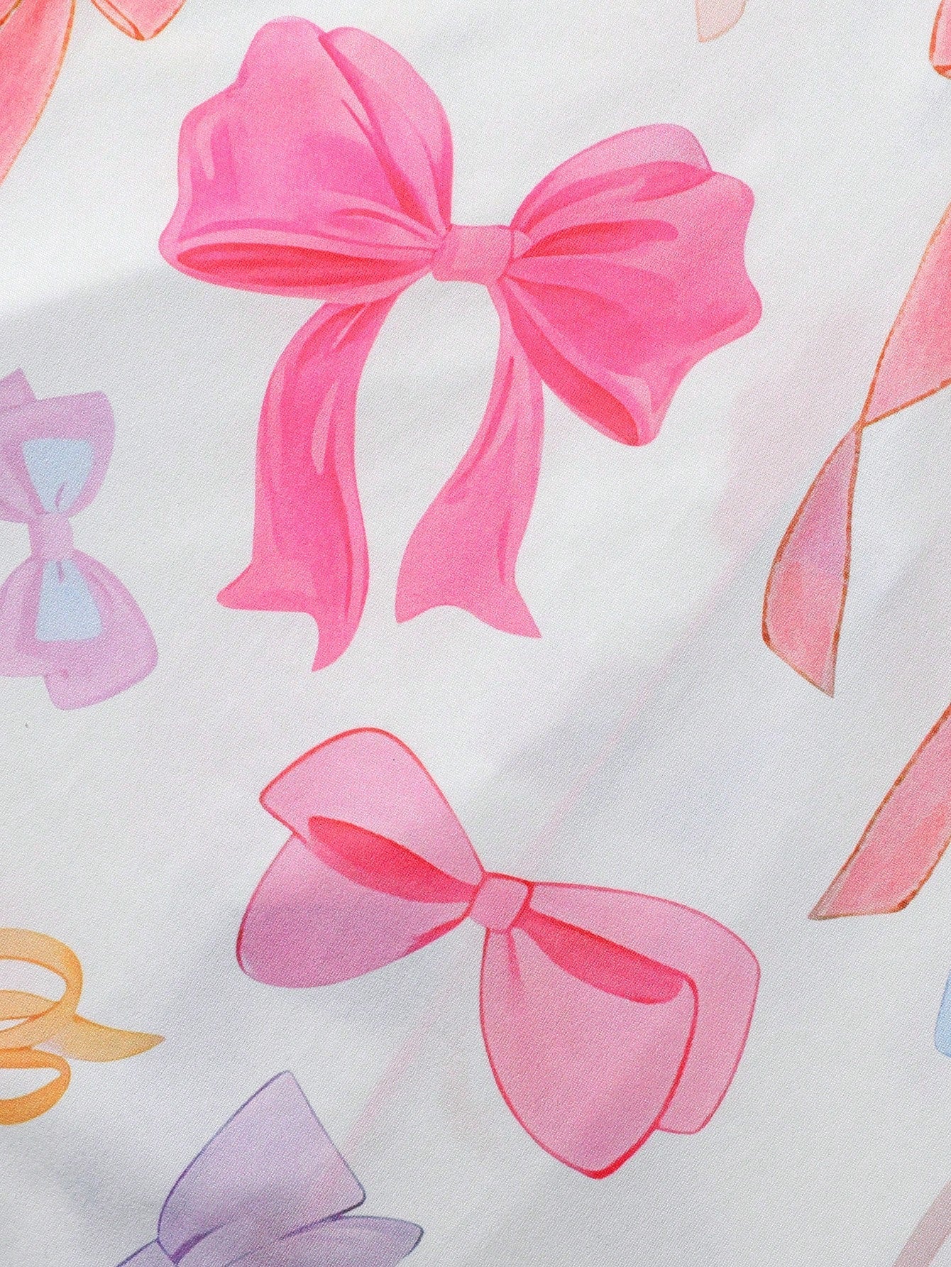 Women Nightwear Cute Romantic Bow Print Pajama Set, Short Sleeve Cardigan - Gems Ensumbles