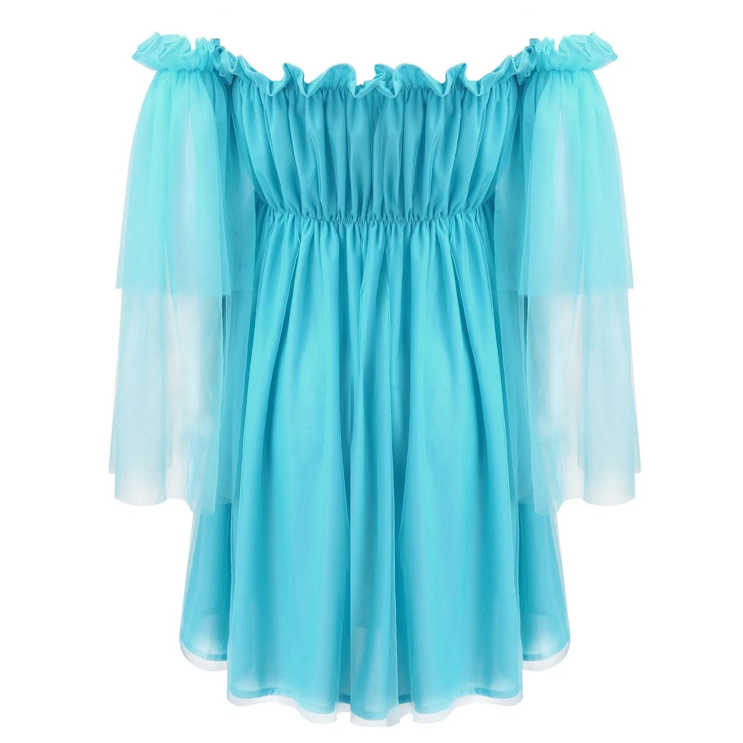 Women Off Shoulder Ruffle Elegant Summer High Waist Loose Dress - Gems Ensumbles