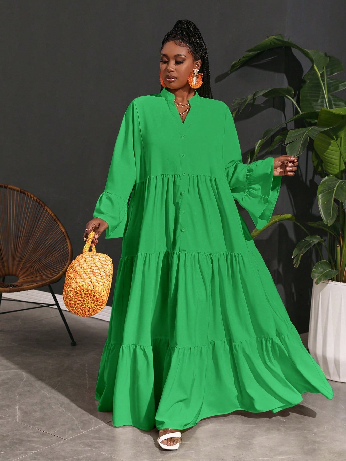 Women Plus Size Casual Loose A - Line Lady Shirt Dress, - Gems Ensumbles