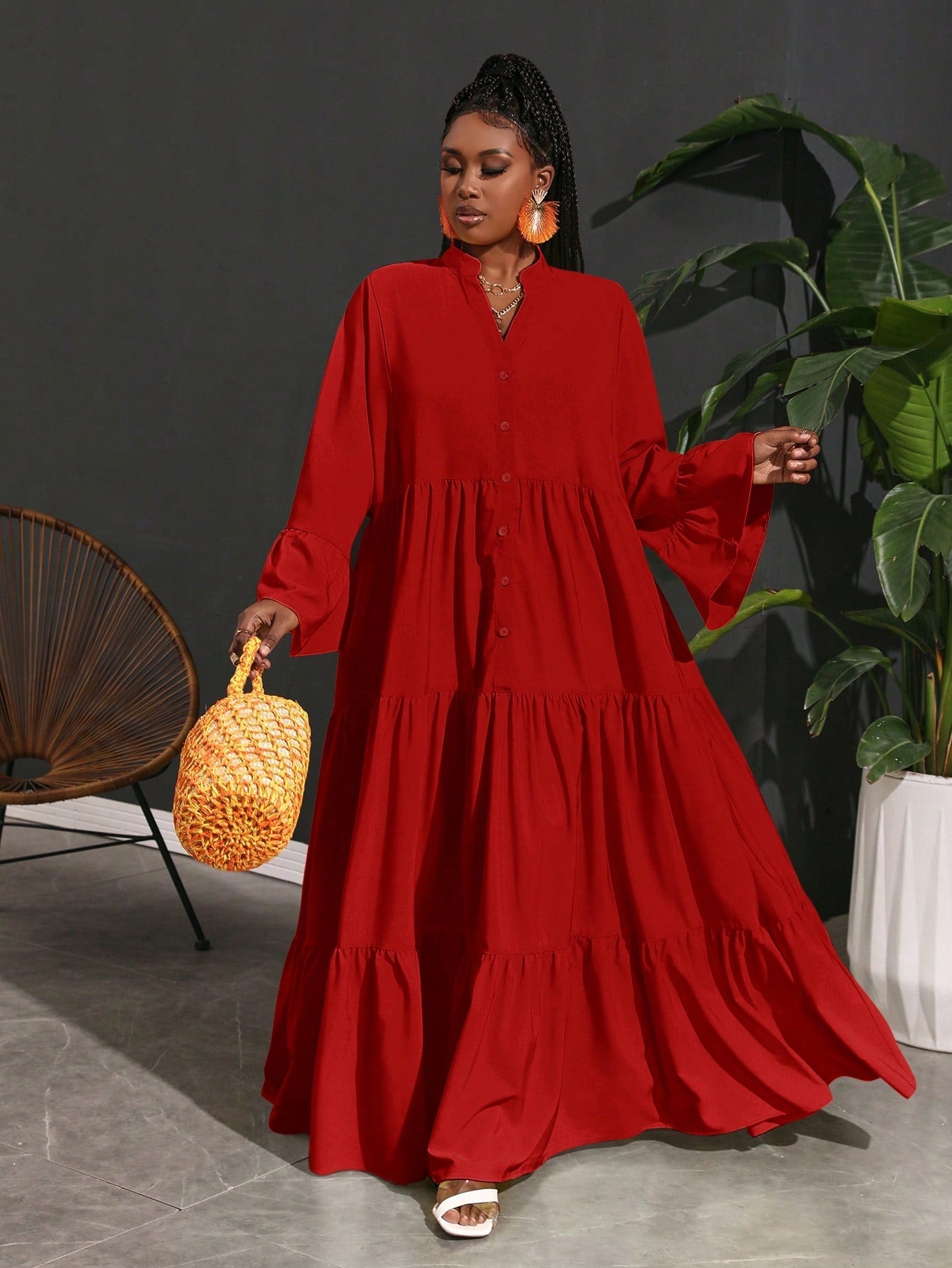 Women Plus Size Casual Loose A - Line Lady Shirt Dress, - Gems Ensumbles