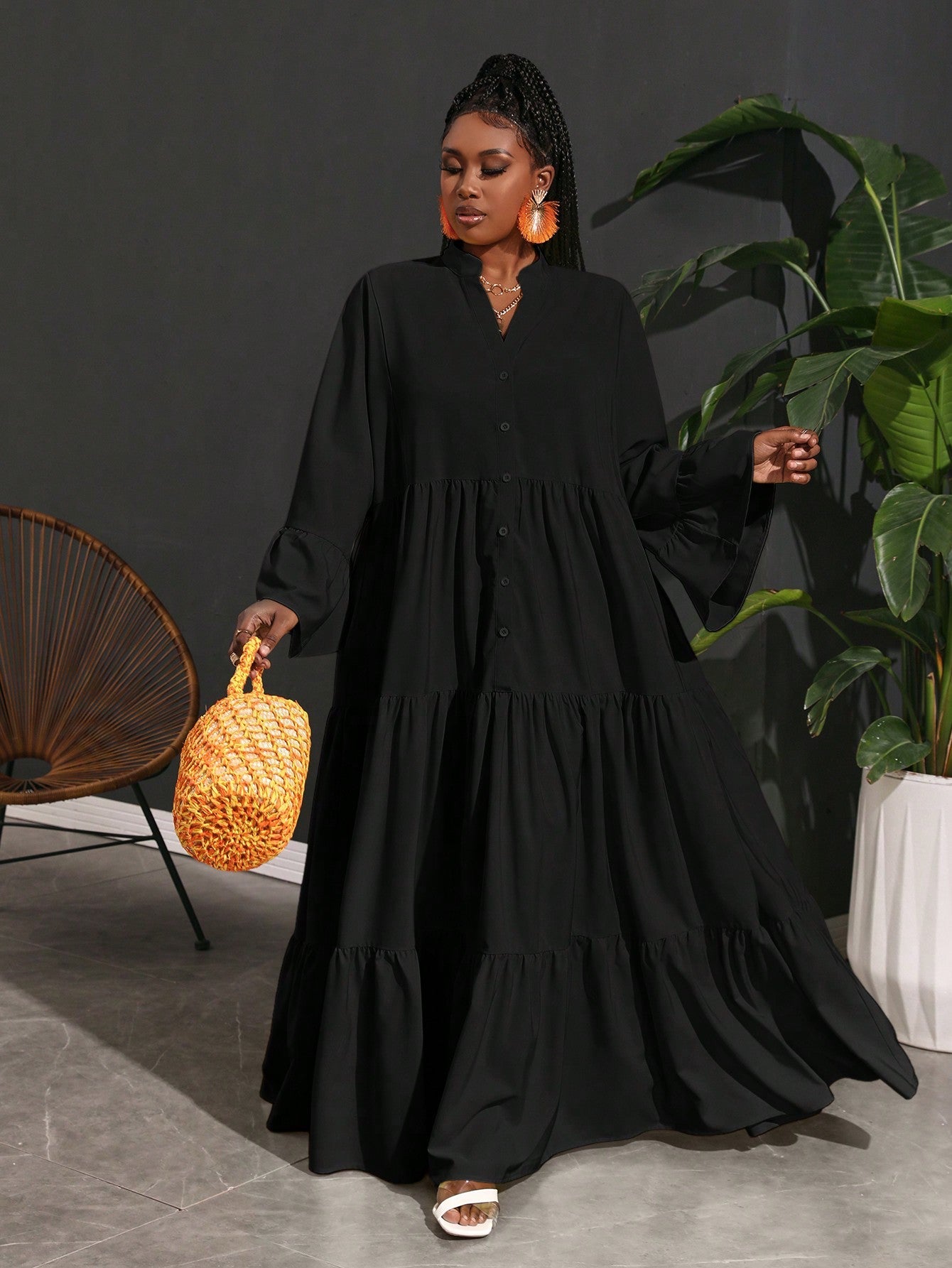 Women Plus Size Casual Loose A - Line Lady Shirt Dress, - Gems Ensumbles