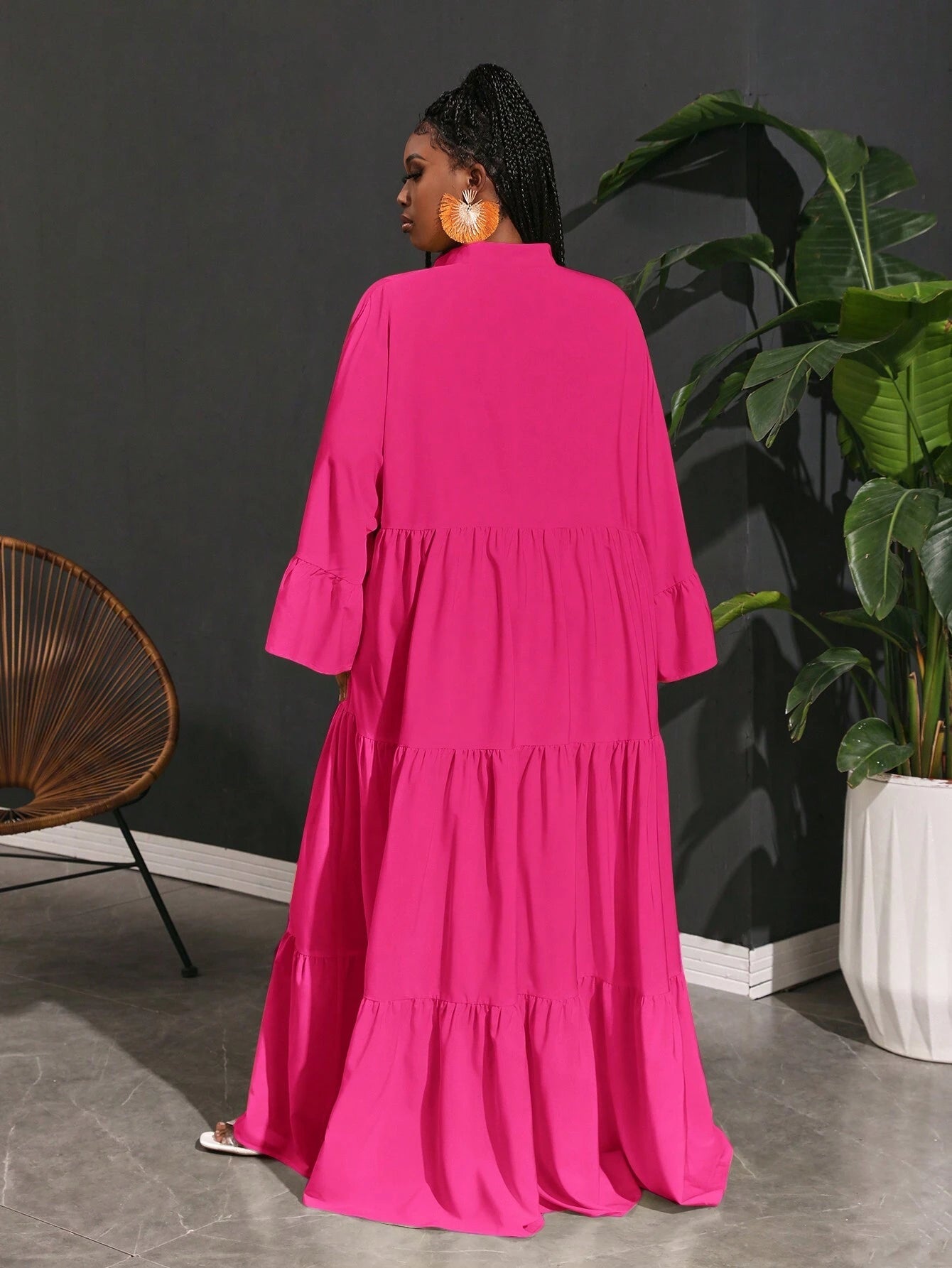 Women Plus Size Casual Loose A - Line Lady Shirt Dress, - Gems Ensumbles