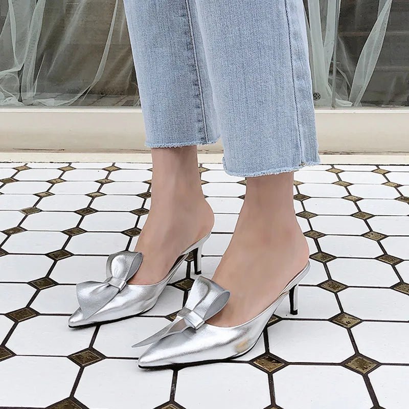 Women Shoes Tip - toed high - heeled bow - Gems Ensumbles