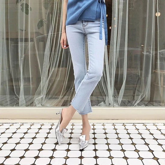 Women Shoes Tip - toed high - heeled bow - Gems Ensumbles