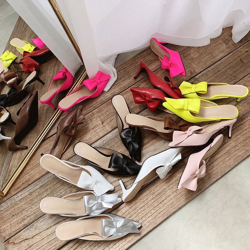 Women Shoes Tip - toed high - heeled bow - Gems Ensumbles