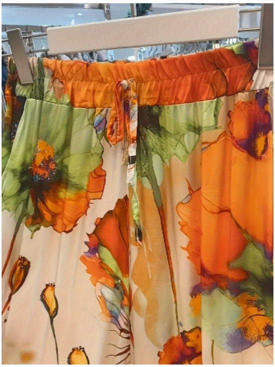 Women's Elegant Floral Print Satin Two - Piece Set - Gems Ensumbles