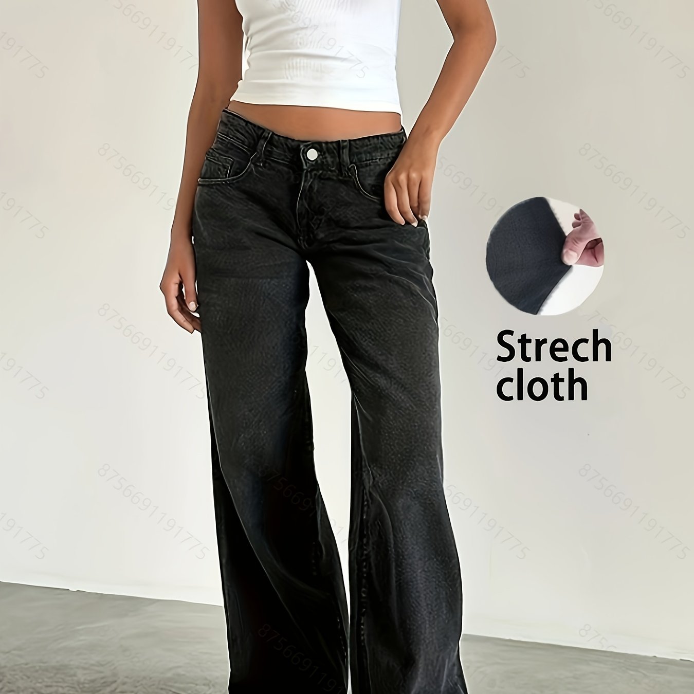 Women'S Fashion Stretch Denim Long Pants, Casual Washed Jeans, Straight Fit, - Gems Ensumbles