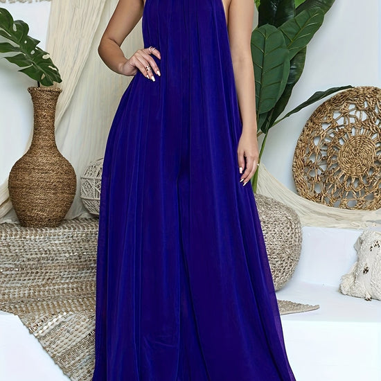 Women's Halter Neck Backless Jumpsuit - Gems Ensumbles